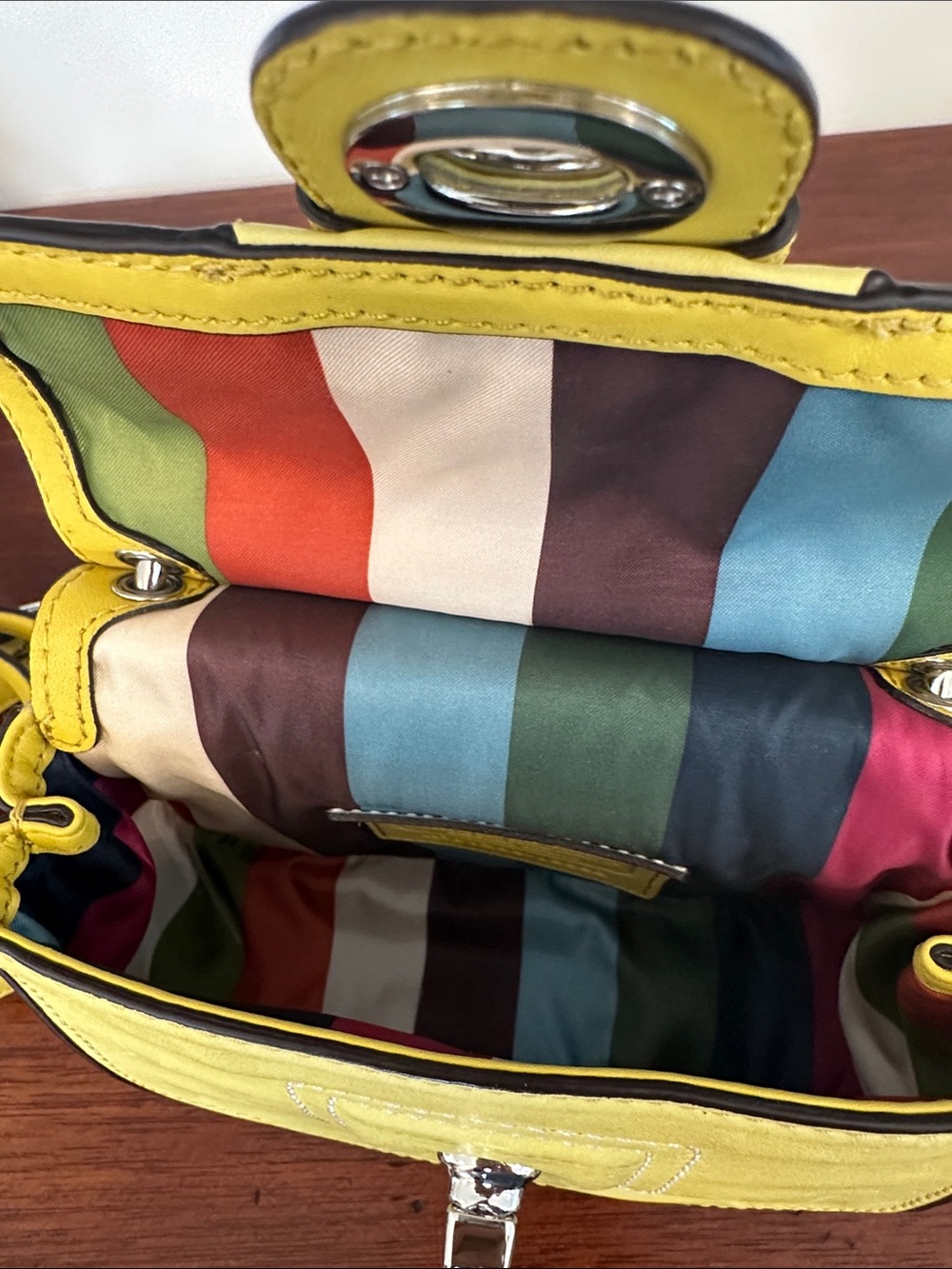 Coach Yellow Leather Mini Turnlock Satchel - Picture 7 of 8